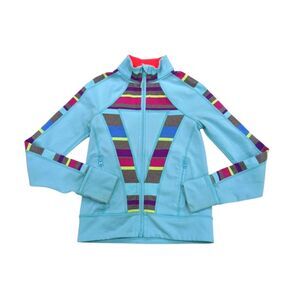 Iviva Lululemon Blue Zipper Thumb Hole Sporty Athleisure Jacket Girls Size 6